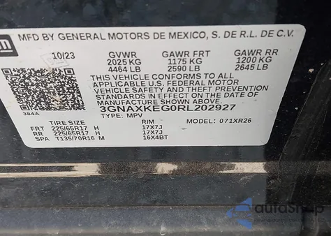 2024 Chevrolet Equinox Fwd Lt z USA, uszkodzony, nr VIN 3GNAXKEG0RL202927